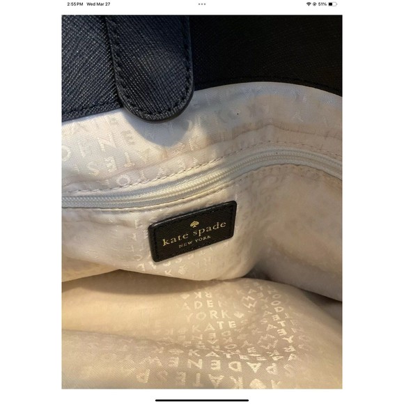 KATE SPADE Black/Gold Leather Double Handle Shoulder Purse/Handbag Large Tote - Picture 10 of 10